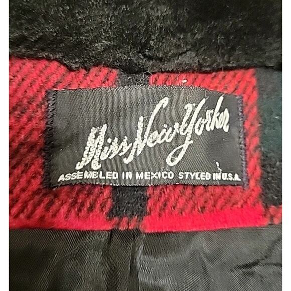 Vtg 80s/90s Ms New Yorker Buffalo Plaid Jacket Faux Fur Collar Shoulder Pad RARE - Picture 2 of 16